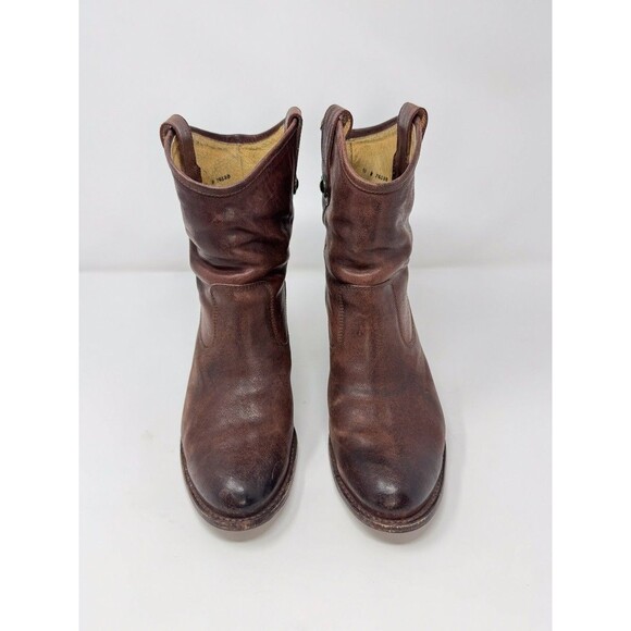 FRYE Jackie Womens Western Boots Brown Leather Button Short Booties Heeled US 11 - Picture 4 of 12